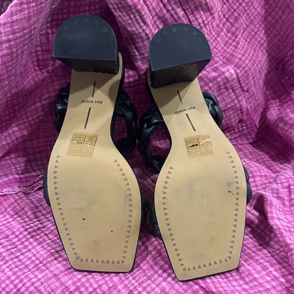 Dolce Vita Black Braided Heeled Sandals - Picture 3 of 4